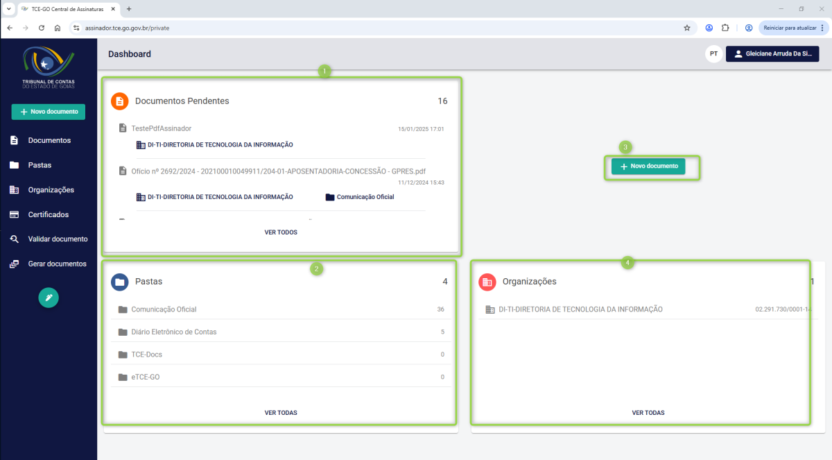  Página Inicial (Dashboard) 