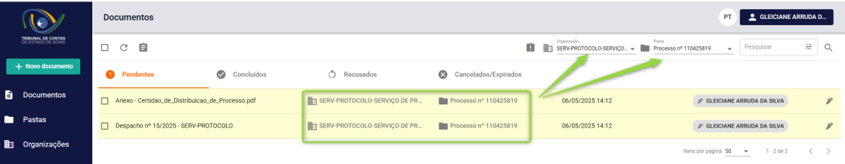  Pasta e organização 