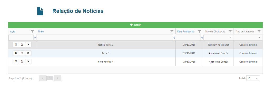 Botão de disparo de e-mails